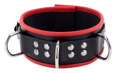 Kožený obojek "The Red" černý s červeným lemováním