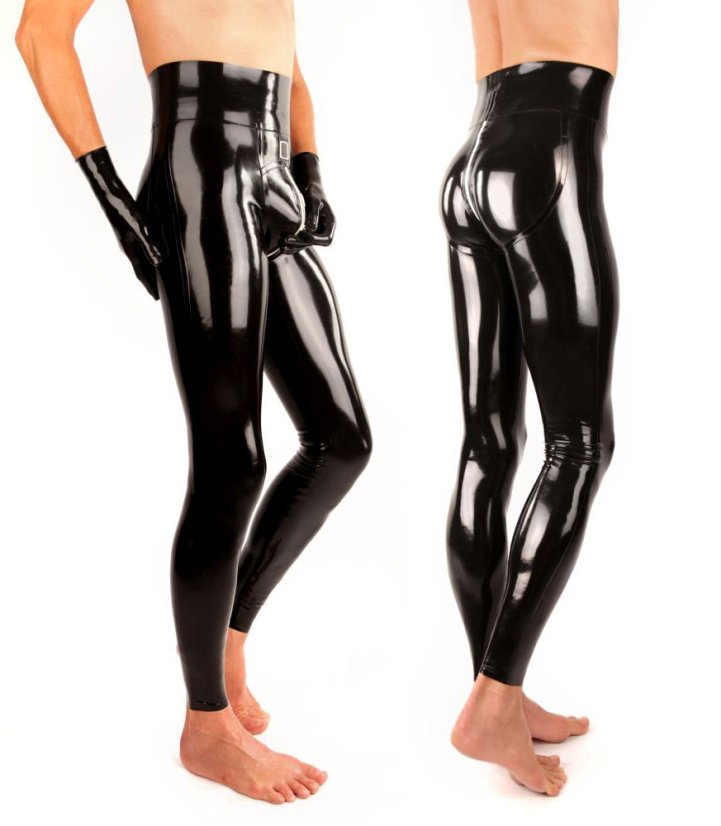 Pánské latexové Push Up legíny s extra vysokým pasem