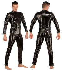 Men's lacquer catsuit with straps