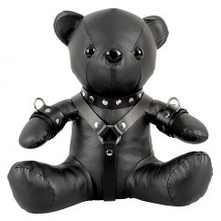 Kožený BDSM medvídek - černý postroj - gb17039