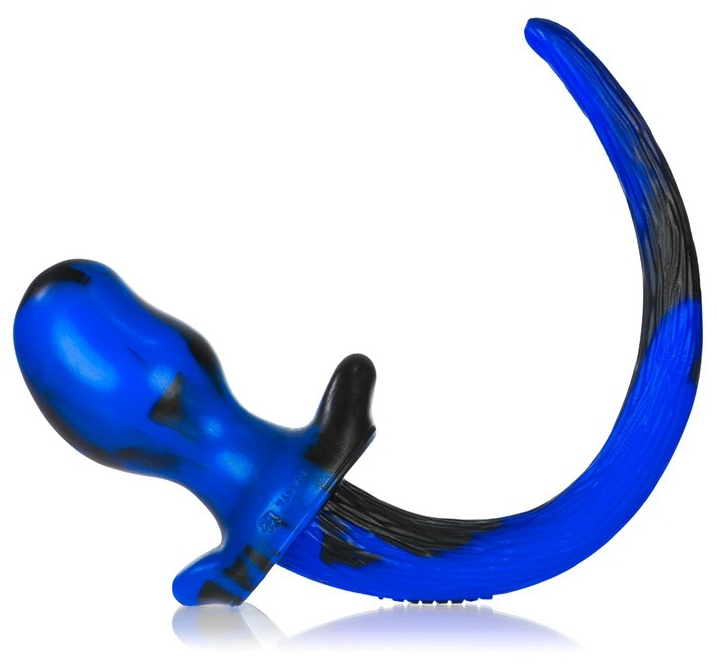 Anal plug - dog tail OB black-blue XL (12 x 7 cm) - gb10898