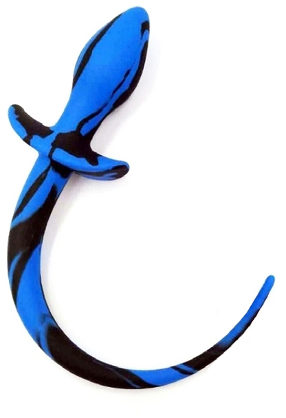 Anální kolík - psí ocásek KP černo-modrý (7,5 x 3 cm) - gb35297