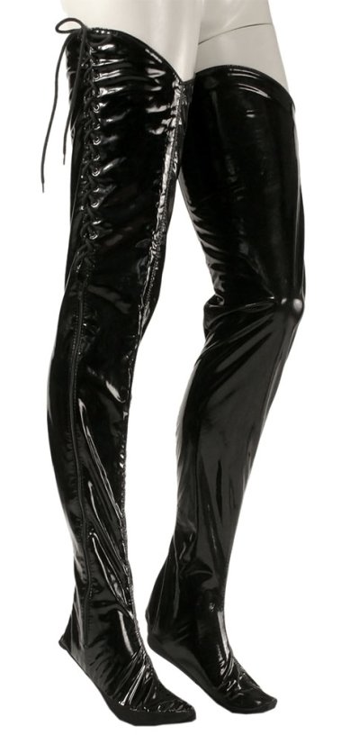 Lakované pančuchy so šnurovaním - pohľad zboku