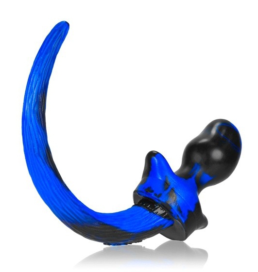Anal plug - dog tail OB black-blue XL (12 x 7 cm) - gb10898