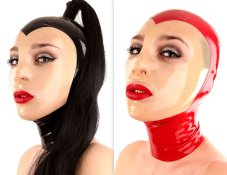 Latexová maska s transparentním obličejem a klasickými otvory