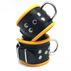 Leather Hand Restraints "The Red" Black-Yellow - gb29360