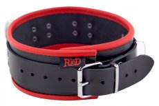Kožený obojek "The Red" černý s červeným lemováním