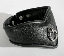 Kožený polstrovaný obojek s malým kovovým kroužkem Kožený polstrovaný obojek s malým kovovým kroužkem