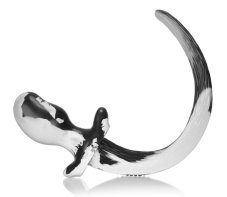 Anal plug - dog tail OB black and white M (9.5 x 5 cm) - gb27674