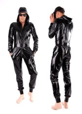 Voľný latexový catsuit s kapucňou