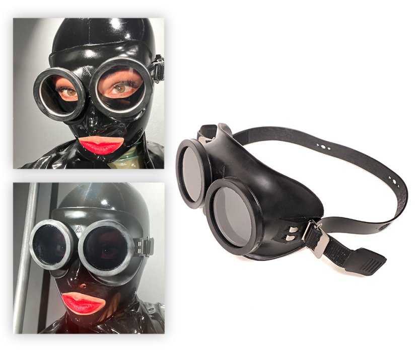 Gumové ochranné okuliare pre Heavy Rubber a fetiš