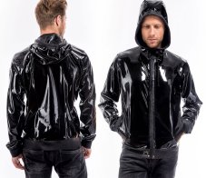 Latex hoodie with practical pockets
