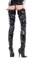 Lakované pančuchy so šnurovaním