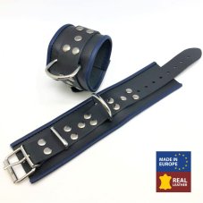 Leather Hand Restraints "The Red" Black and Blue - gb29335