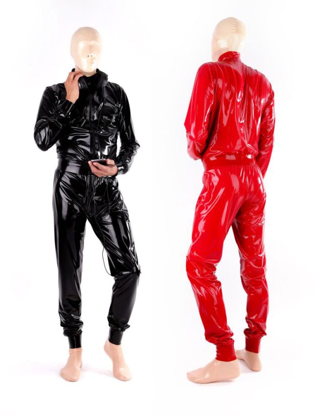 Voľný latexový catsuit so stojáčikom