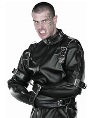 Kožená bondážna kombinéza pre BDSM - horný detail