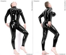 Latex catsuit Mega Boobs with zippers on the shoulders