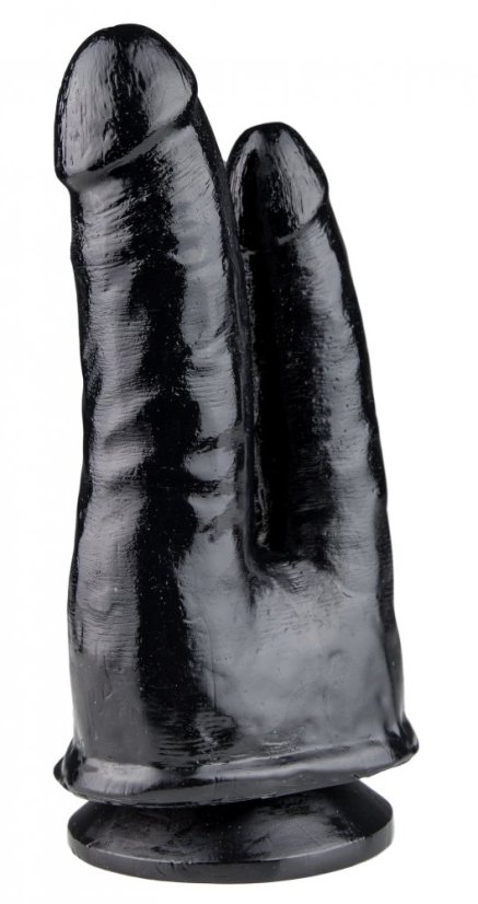 Dvojité černé dildo - Sam & Jack (13 x 4 cm)
