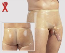 Latexové slipy s povlakem na penis a varlata - transparentní