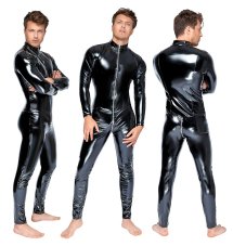 Men's patent catsuit with front zipper