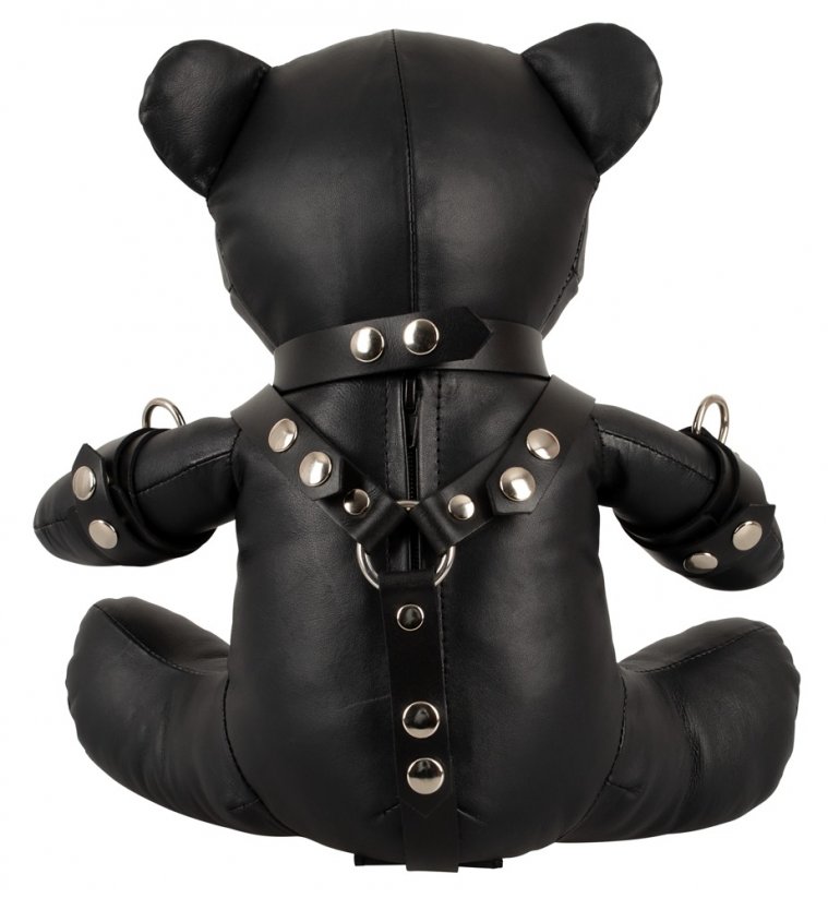 Kožený BDSM medvídek - černý postroj - gb17039