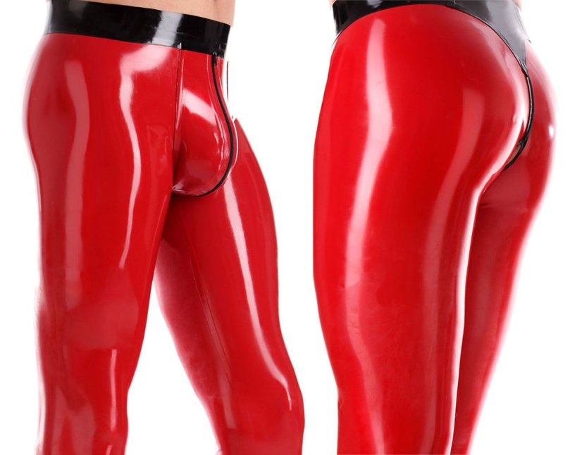 Pánske latexové legíny so zvýrazneným zadkom - detail