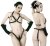 Leather harness bra with chains