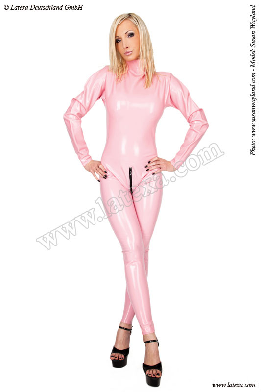Základný latexový catsuit - ružový
