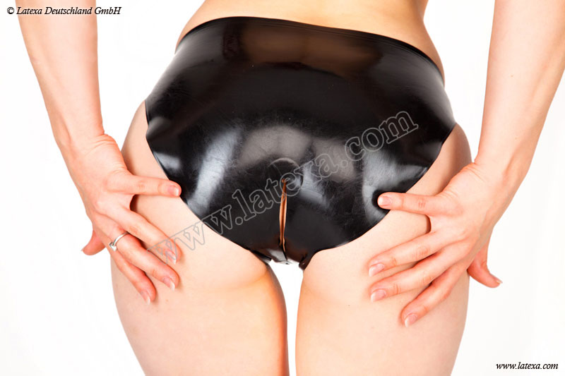 Klasické latexové nohavičky - čierne s otvoreným rozkrokom