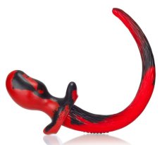 Anální kolík - psí ocásek OB černo-červený XL (12 x 7 cm) - gb13832