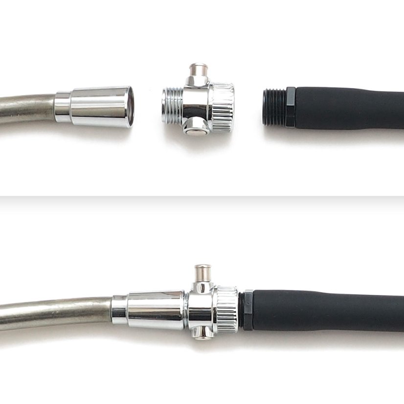 Zastavovací ventil medzi sprchovú hadicu a klystírový nadstavec