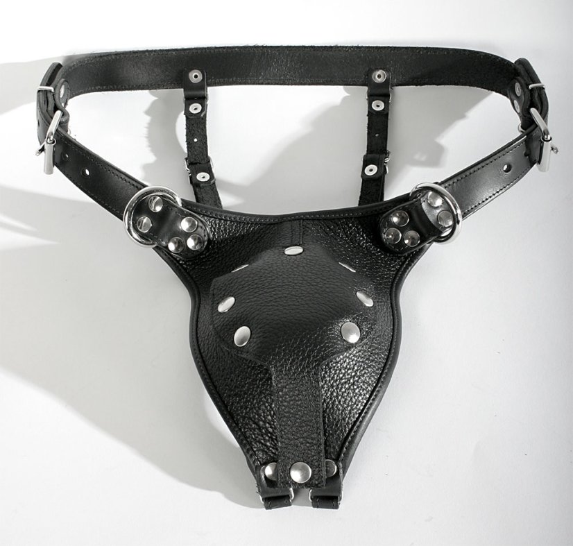 Pánske kožené tangá s krytom na penis - detail