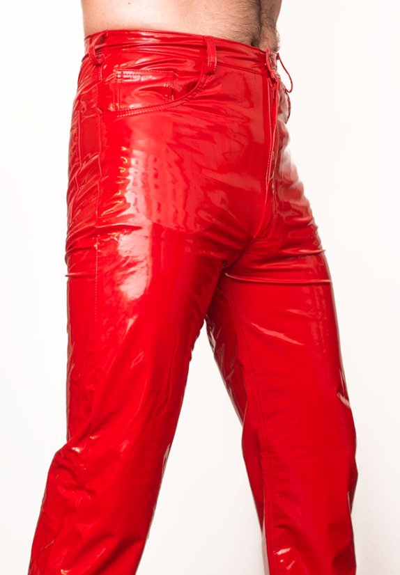 Pánske lakové nohavice v riflovom strihu