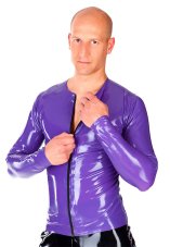 Latexové tričko s dlhými rukávmi a predným zipsom - fialové