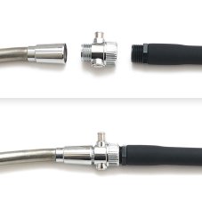 Stop valve between shower hose and enema attachment