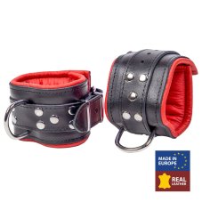 Leather Ankle Cuffs "The Red" Black-Red (Padded) - gb13405