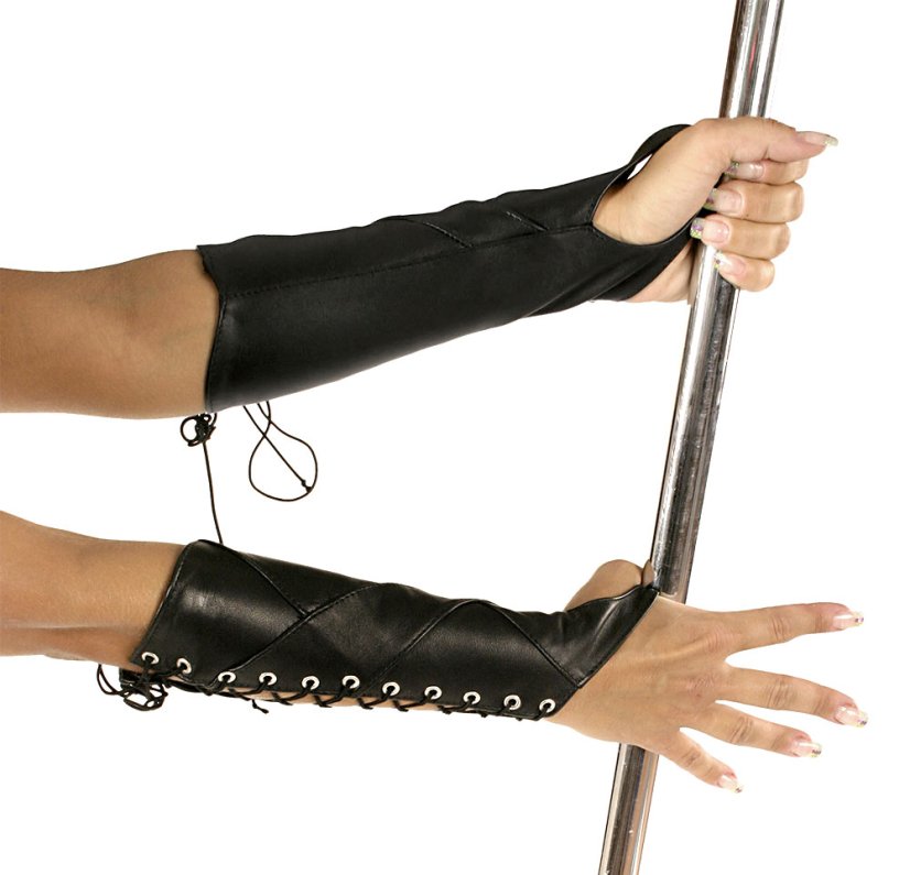 Medium-length fingerless leather gloves - stitched from multiple pieces