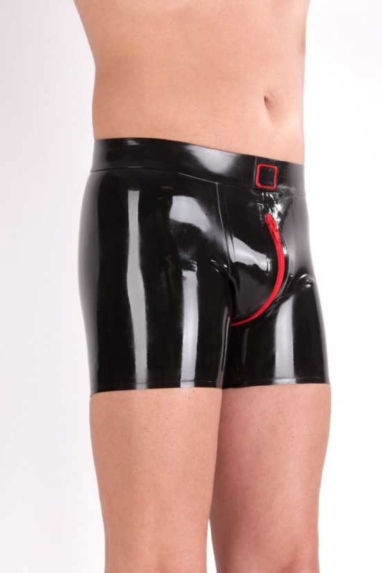 Latexové šortky s kontrastným zipsom