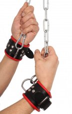 Leather Hand Restraints "The Red" Black-Red - gb13423
