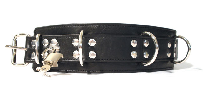 Luxusný kožený obojok so zámkom