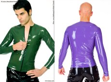 Latexové triko s dlouhými rukávy a předním zipem