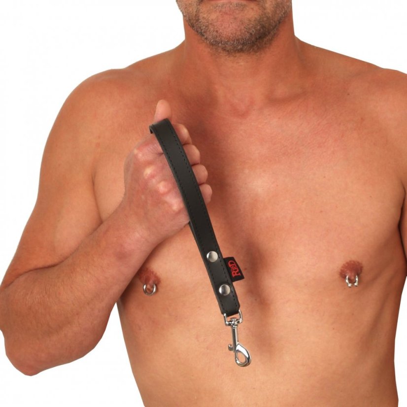 Krátke kožené vodítko s karabínou