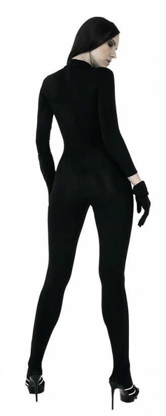 Elastický catsuit s chodidly a stojáčkem u krku (zip na zádech) - pohled zezadu