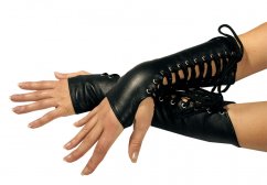 Středně dlouhé kožené rukavice bez prstů