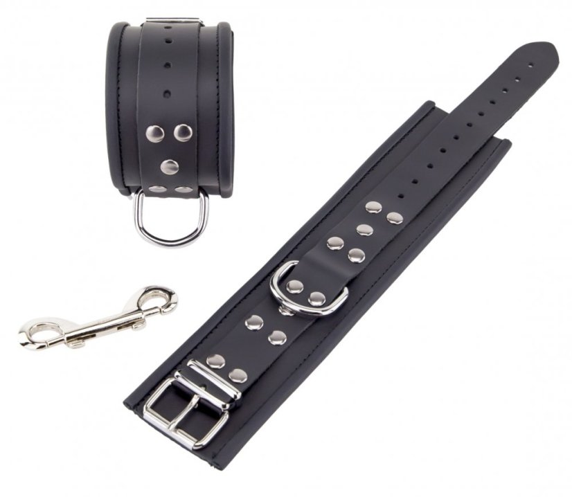 Kožená pouta na nohy "The Red" černá - gb14298