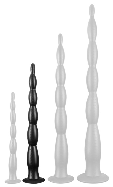 Long Dildo Scale Beads M 40 x 4 cm Black - gb13453