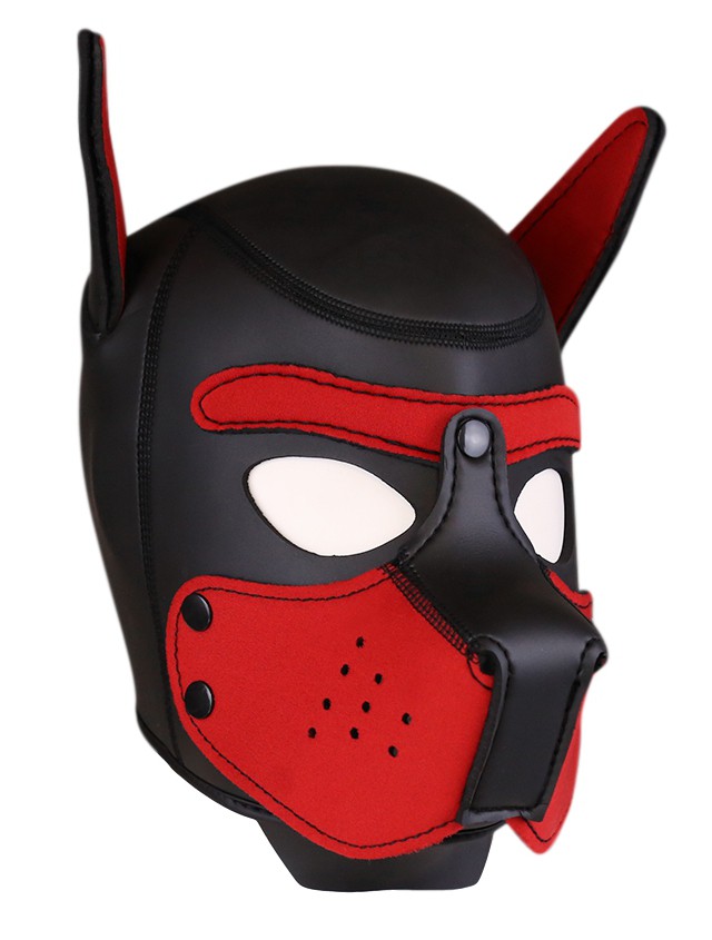 Neoprenová psí maska černo-červená - gb17414