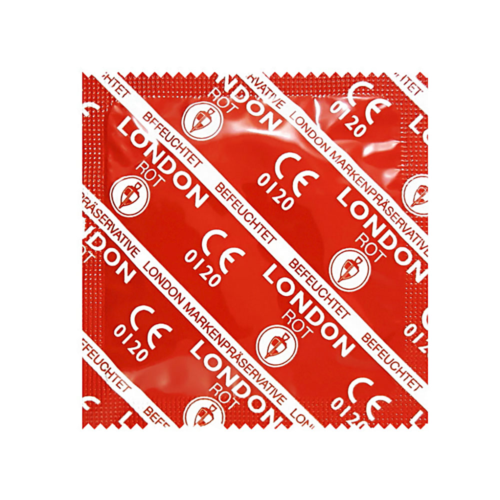 Červené kondomy Durex - London Red - jahodové (1 ks)